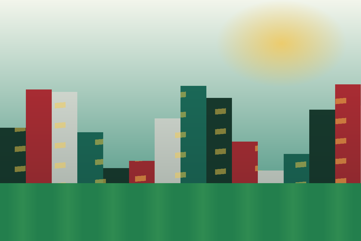 Illustrated skyline for host city guides